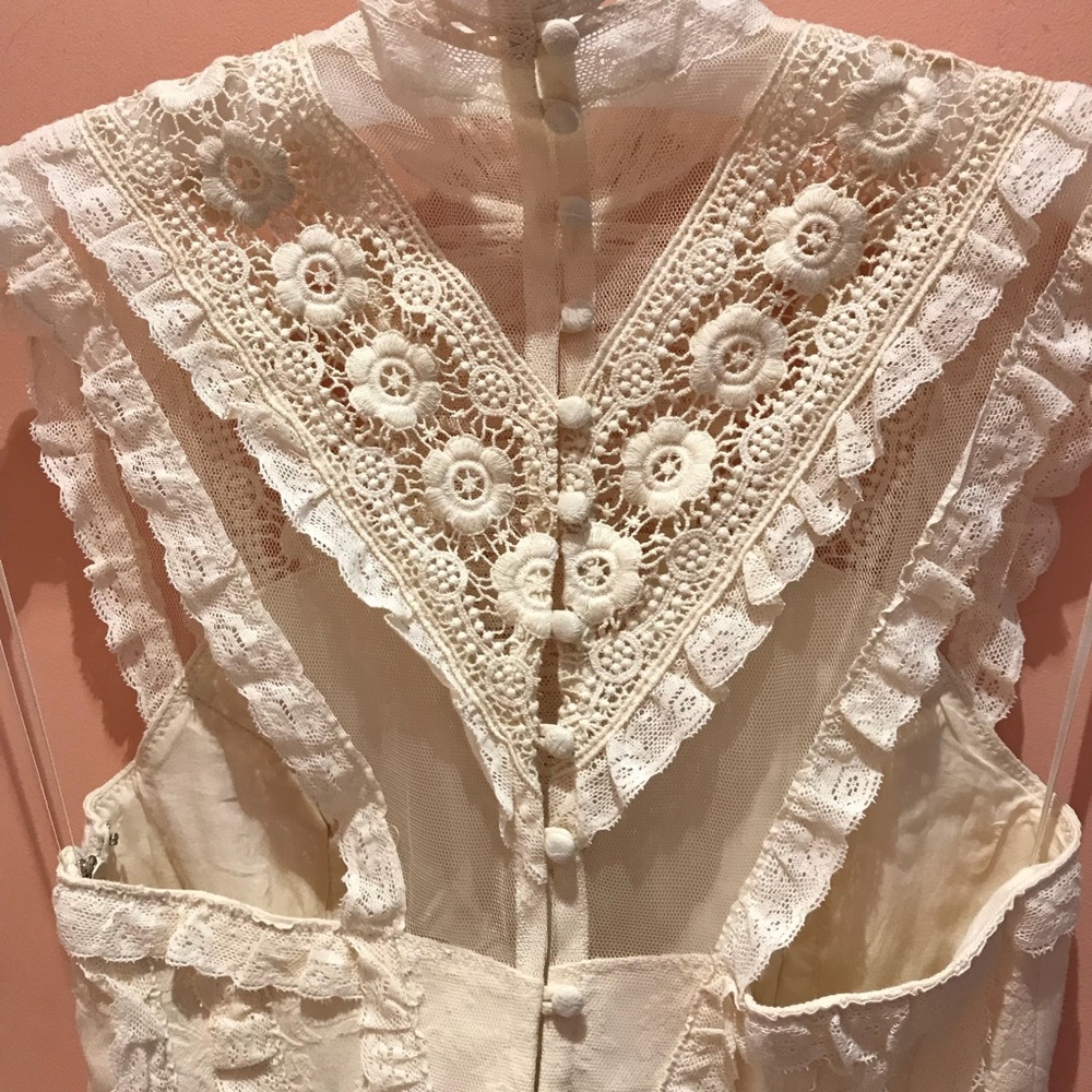 Cream lace Free People boho dress size 2 - Picture 6 of 7